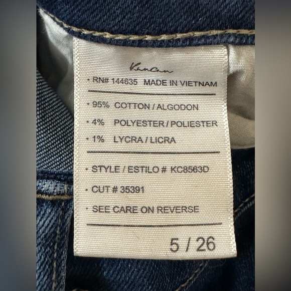 KanCan High Rise Ankle Skinny Jeans, 5/26, Dark Wash, distressed, folded raw hem - Picture 5 of 8